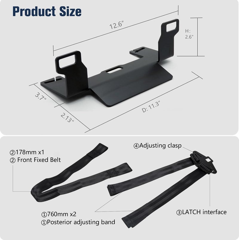 JHKLS Universal Car Seat Mount Bracket for SUVs MPVs and Off-Road Vehicles, Child Safety Car Seat Latch Anchor Kit for ISOFIX Belt Connector, 321*144*85/95mm Latch Interface Mount Bracket - Image 4